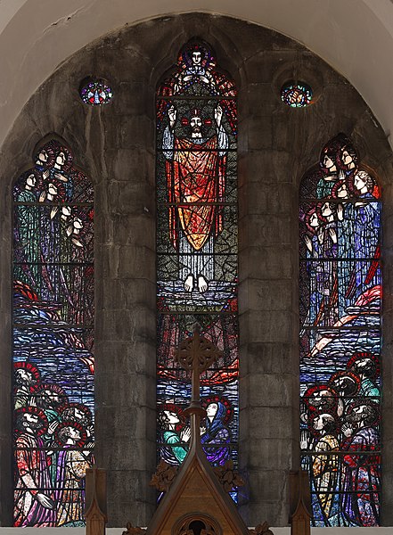 The Ascension, three-light window in the west transept of St. Brendan's Cathedral, Loughrea