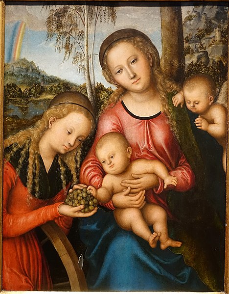 File:Madonna and Child with St. Catherine, by Lucas Cranach the Elder, c. 1515, oil on panel - Portland Art Museum - Portland, Oregon - DSC08935.jpg