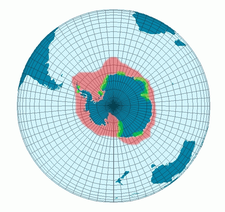 Kejserpingvinens udbredelseområde Grønne områder er dens yngleområder