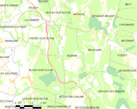 Mapa obce Aubaine