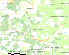 Mapa obce Blis-et-Born