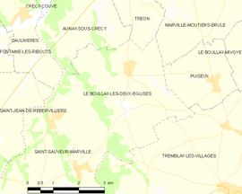 Mapa obce Le Boullay-les-Deux-Églises