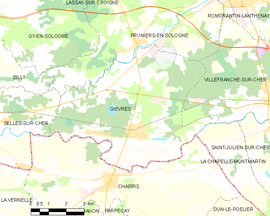 Mapa obce Gièvres