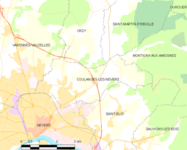 Mapa obce Coulanges-lès-Nevers