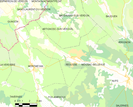 Mapa obce Régusse