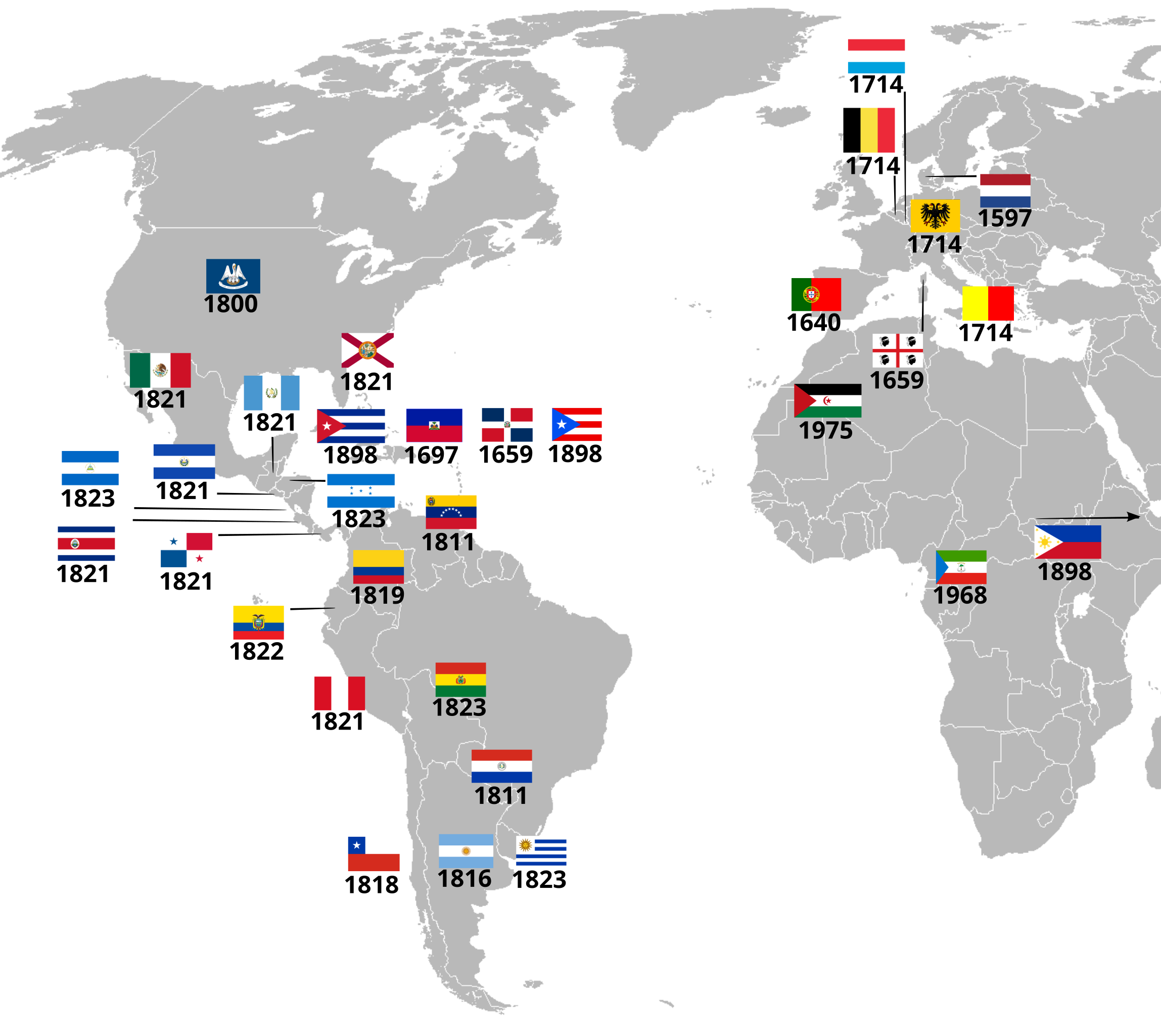 File:Map of Countries that have gained independence from Spain Part 2.svg -  Wikimedia Commons