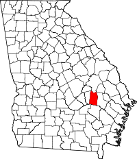 Округ Тумс на мапі штату Джорджія highlighting