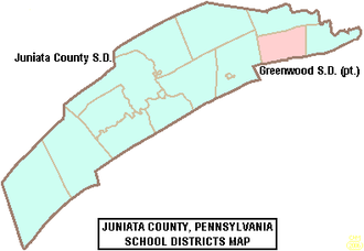 School District region in Juniata County Map of Juniata County Pennsylvania School Districts.png