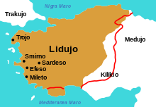 Map of Lydia ancient times-eo.svg