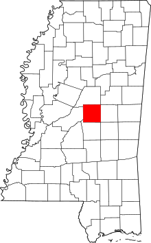 Harta e Leake County në Mississippi