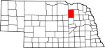 Map of Nebraska highlighting Antelope County.svg