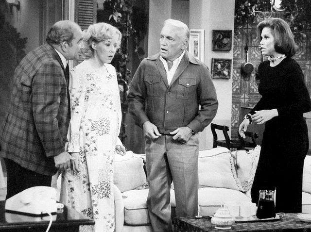 From L-R: Ed Asner, Georgia Engel, Ted Knight and Mary Tyler Moore from The Mary Tyler Moore Show (1976)