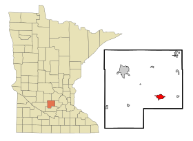 McLeod County Minnesota Incorporated and Unincorporated areas Glencoe Highlighted.svg