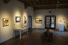 The Peggy Pitman Mays Gallery at the McNay Art Museum in San Antonio, Texas, with five paintings and a sculpture on display