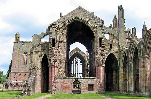 The ruins of Melrose Abbey, mother house of the Cistercians in Scotland