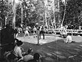 Men boxing in ring with crowd watching, probably at picnic, Bloedel-Donovan Lumber Mills, 1922 (INDOCC 1129).jpg