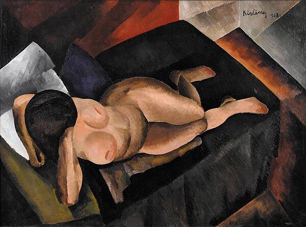 Moïse Kisling, 1913, Nu sur un divan noir, oil on canvas, 97 x 130 cm, published in Montjoie, 1914