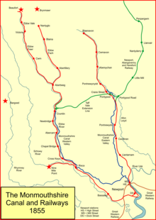 The Monmouthshire Railway and Canal system in 1855 Mon rlies 1855.png