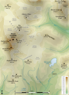 Carte topographique du mont Garibaldi et ses environs.