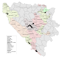 Карта на општините во Федерацијата Босна и Херцеговина.