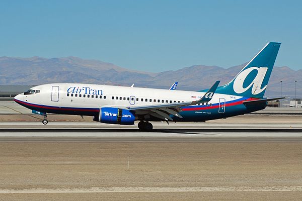 An AirTran 737-700 which the airline continued to receive until the acquisition by Southwest