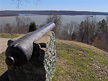 Cannon atop Pilot Knob aimed at the site of Johnsonville Nathan-bedford-forrest-monument-cannon1.jpg