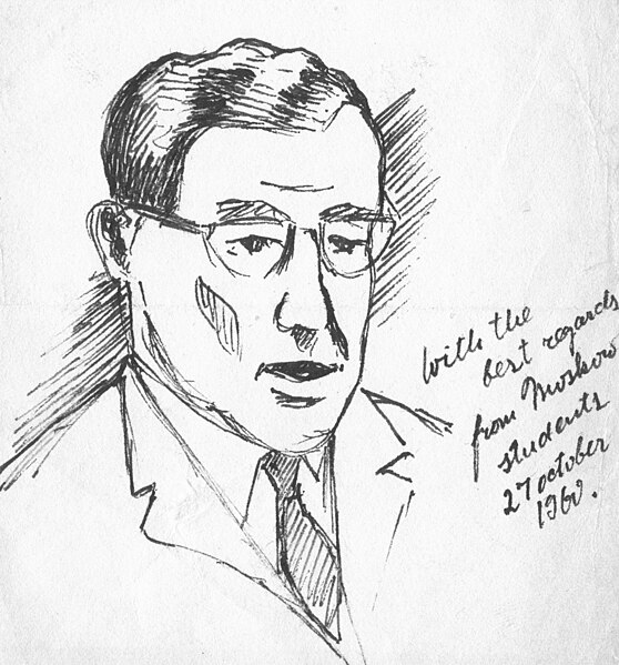 Sketch of Norris Houghton from Moscow students, 27 October 1960