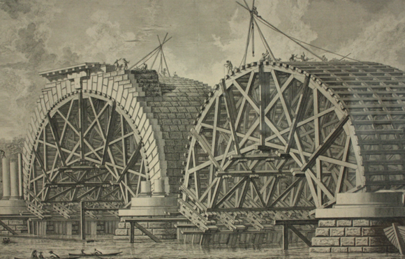 Old Blackfriars Bridge under construction 1766