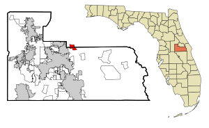 Orange County Florida Incorporated and Unincorporated Obszary Goldenrod Highlighted.svg