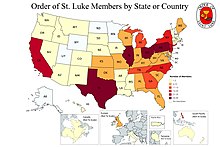 Order of St. Luke Member distribution by state and country Order of St. Luke Member distribution.jpg