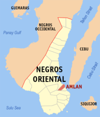 Peta menunjukkan kota Amlan, Negros Oriental