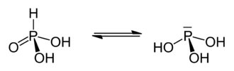 Formen der Phosphonsäure, links die bevorzugte Form