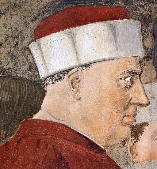 Piero della Francesca, La Capella Bacci e Le Storie della Vera Croce,  Incontro tra Salomone e la Regina di Saba, dettaglio