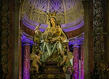 The original venerated image of "Our Lady of the Holy Scapular of Mount Carmel" (1919) enshrined at the Stella Maris Monastery, Haifa, Israel. PikiWiki Israel 52299 religion in israel.jpg