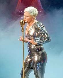 Pink performing at Madison Square Garden in 2018 Pink at Madison Square Garden (40532526914).jpg