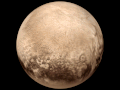 ニュー・ホライズンズのデータから作られた冥王星の全球。