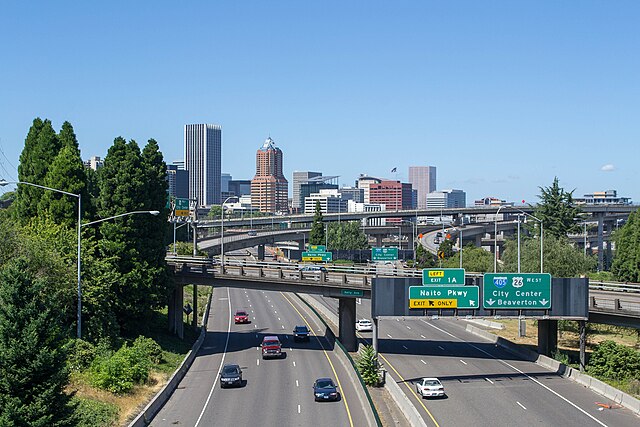 Downtown Portland, viewed from over Interstate 5