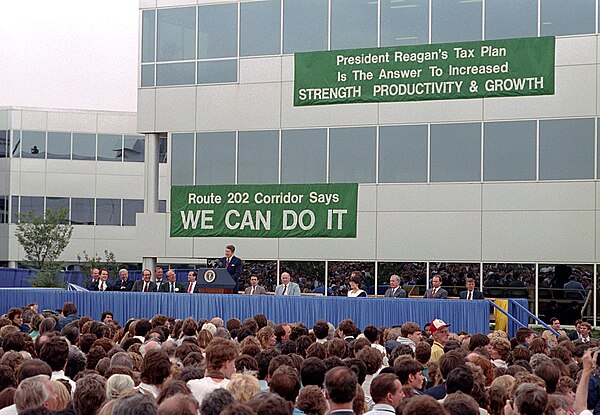 U.S. President Ronald Reagan visiting Malvern in May 1985