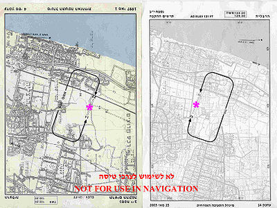 Herzliya Airport (Israel) Runway location and Traffic Pattern chart (left) was erroneously printed as a result of "black layer" 180deg misplacement. The corrected chart is on the right. PrintingError.jpg