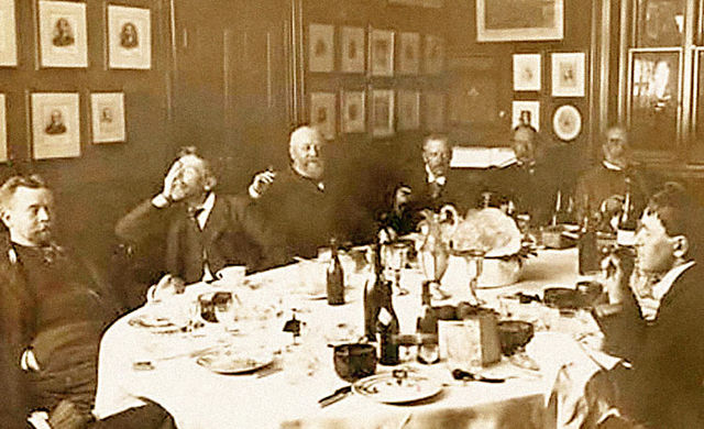 Editorial meeting of Punch magazine in the late 19th century