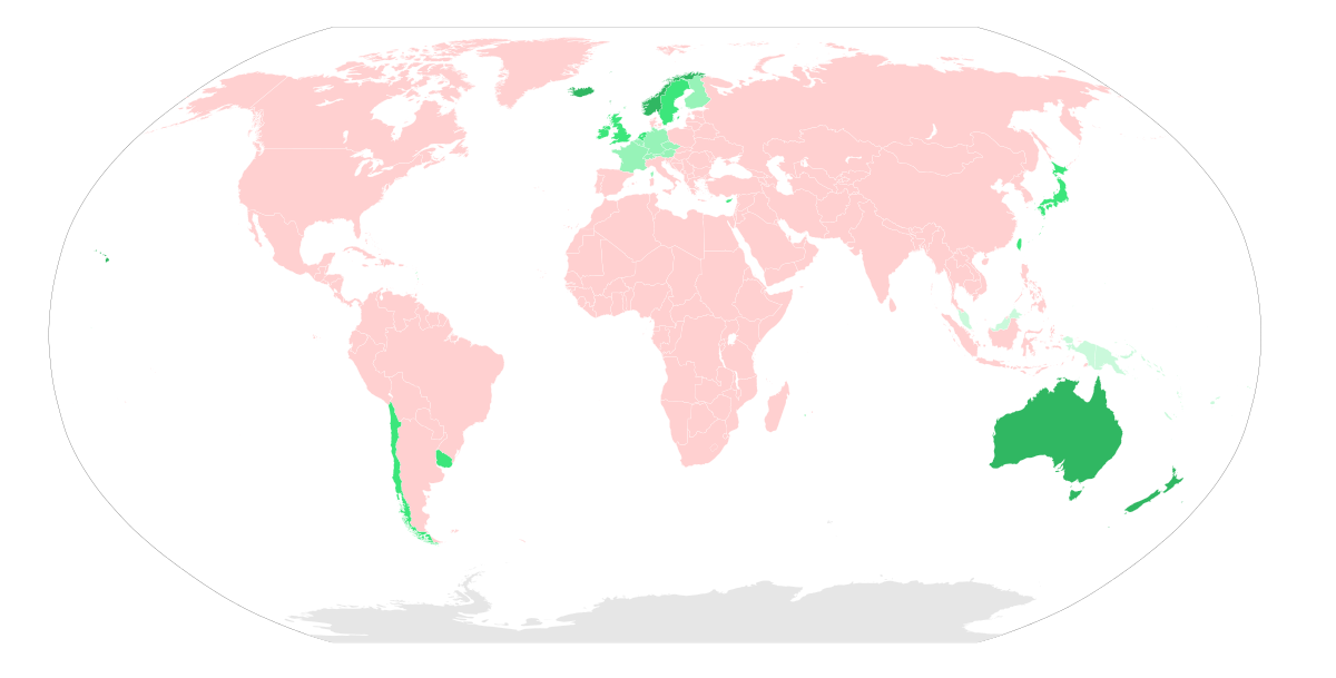 Rabies Free Countries Sourced 2010.svg