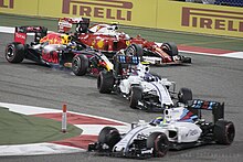 Felipe Massa, Valtteri Bottas, Max Verstappen e Kimi Räikkönen durante il Gran Premio del Bahrain 2016.