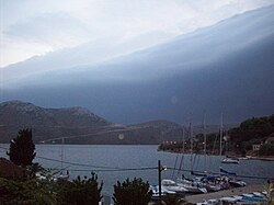 Approaching storm over the island Rava, Croatia