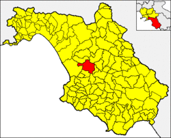 Roccadaspide dentro de la provincia de Salerno