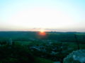 View from Rudelsburg castle to the west. Setting sun. Summer 2005