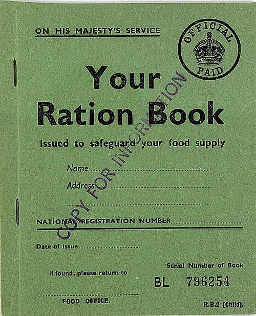 Child's ration book, used in Britain during the Second World War