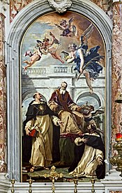 Le Pape Pie V et les Sts Thomas d'Aquin et Pierre martyr Sebastiano Ricci, 1732-1733, église Sainte Marie du Rosaire, Venise.