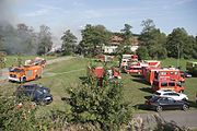 Scheunenbrand in Petersberg im September 2016, Feiuerwehreinsatz mehrerer Wehren inklusie der Feuerwehr Fulda und des Katastrophenschutzzuges.