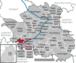 Läget för Schlaitdorf i Landkreis Esslingen