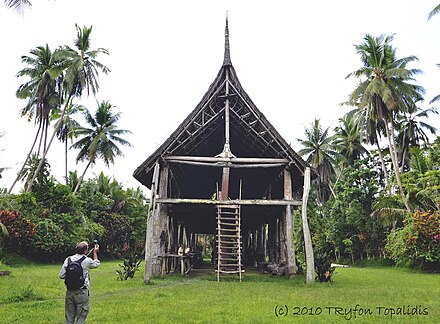 A Haus Tambaran at a village on the Sepik River.